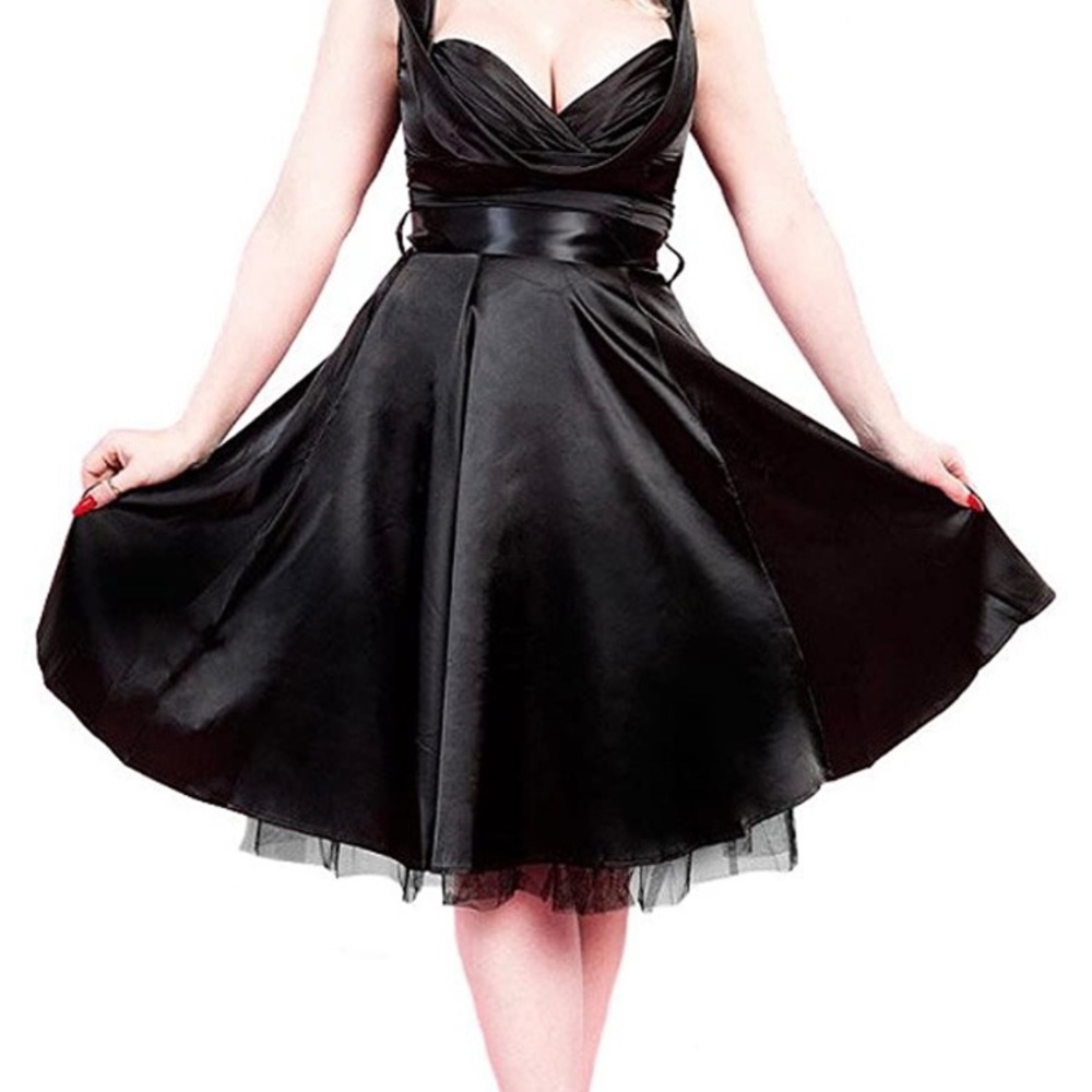 H & R London Satin 1950's Retro Cocktail Dress - Picture 2 of 4